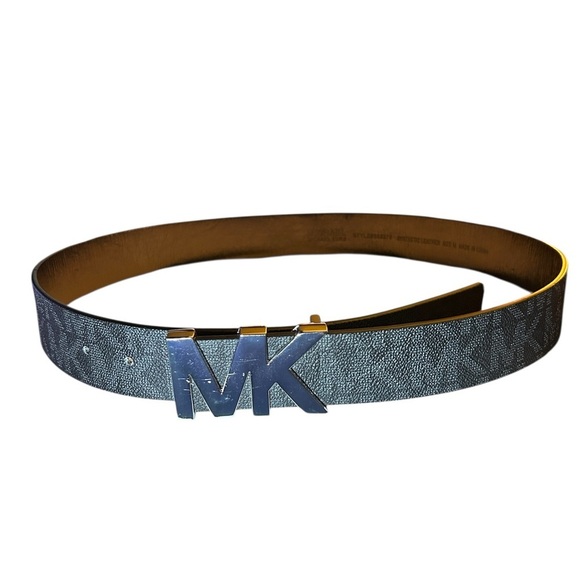 Michael Kors Women’s Size M Black MK Logo Silver Hardware Belt
